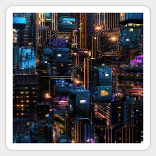 Cyber Circuit Cityscape Sticker